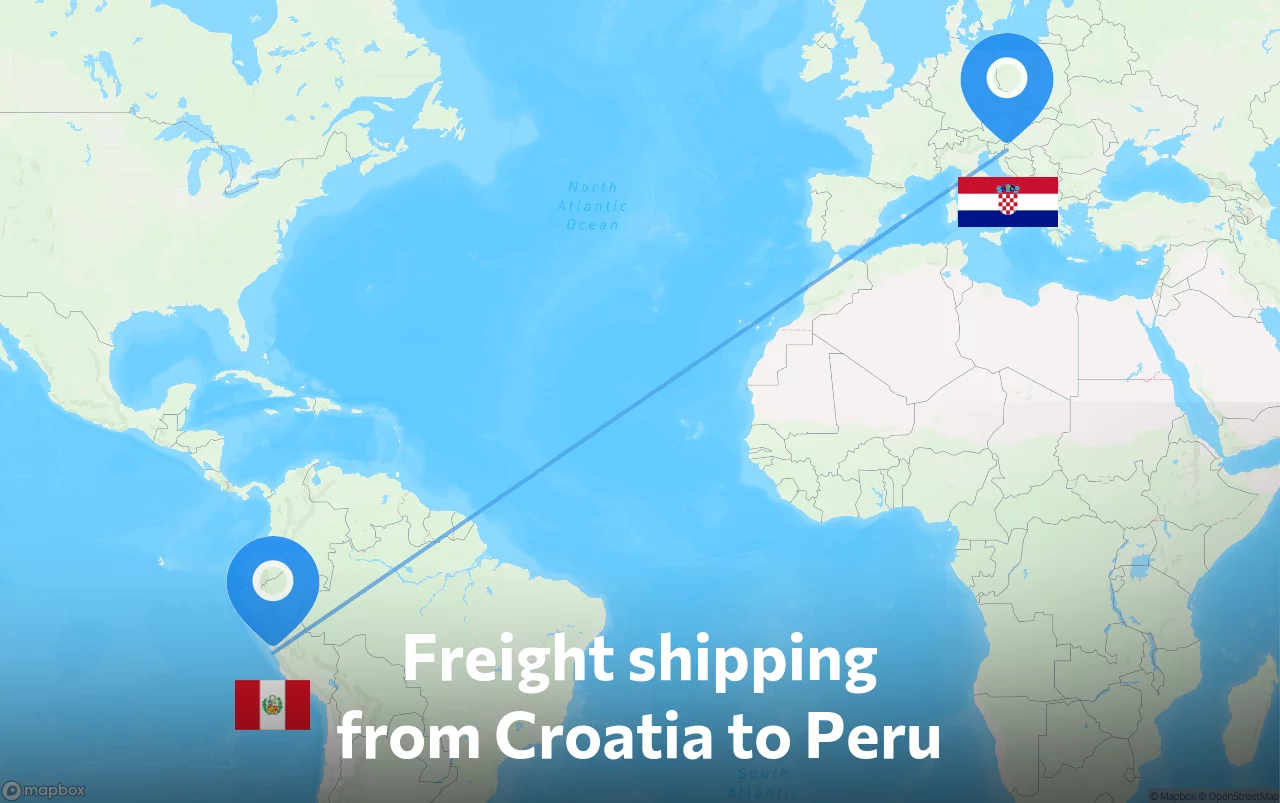 Shipping route from Croatia to Peru