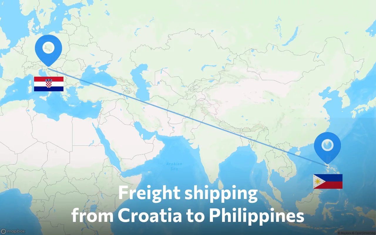 Shipping route from Croatia to Philippines