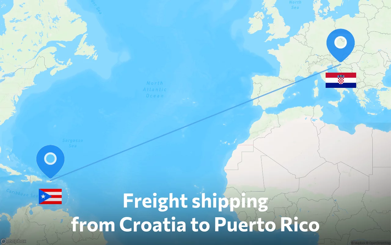 Shipping route from Croatia to Puerto Rico