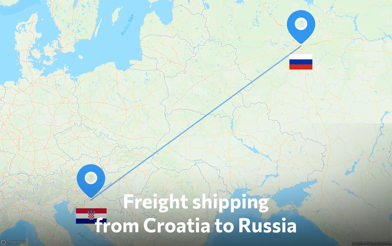 Shipping route from Croatia to Russia