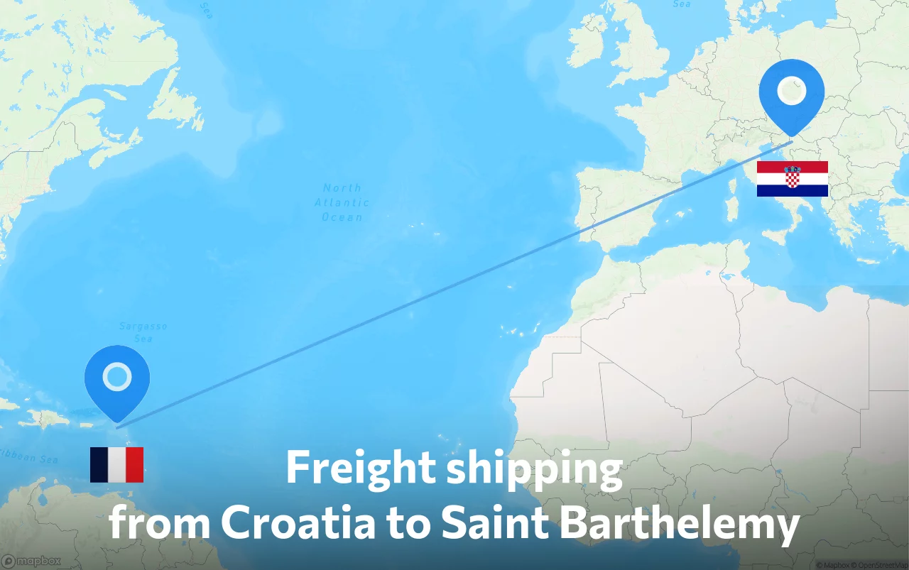 Shipping route from Croatia to Saint Barthelemy