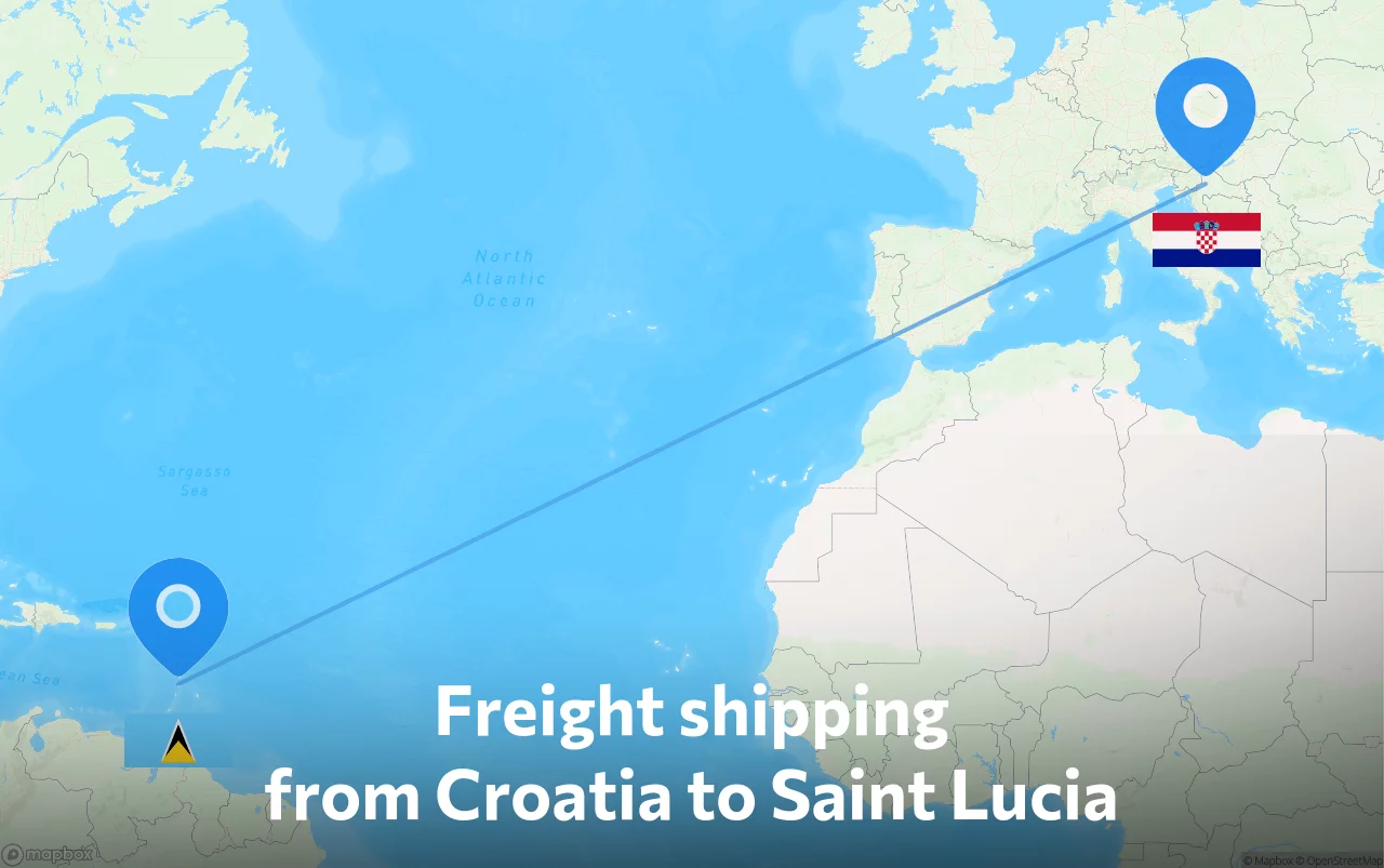 Shipping route from Croatia to Saint Lucia