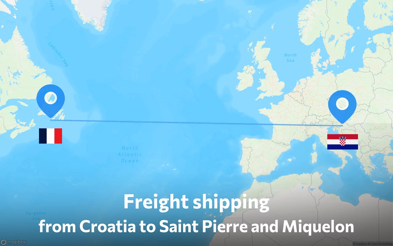 Shipping route from Croatia to Saint Pierre and Miquelon