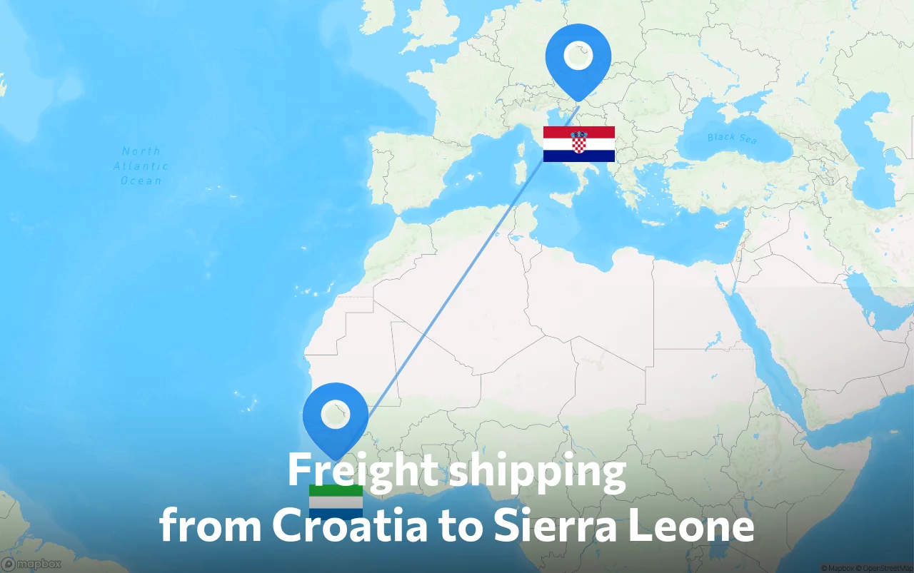 Shipping route from Croatia to Sierra Leone