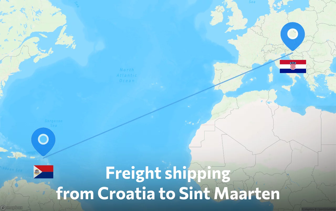 Shipping route from Croatia to Sint Maarten