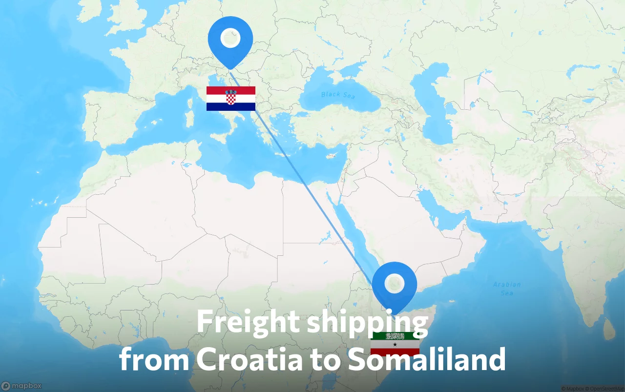 Shipping route from Croatia to Somaliland