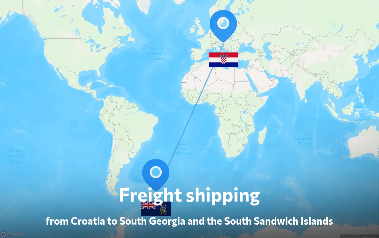 Shipping route from Croatia to South Georgia and the South Sandwich Islands