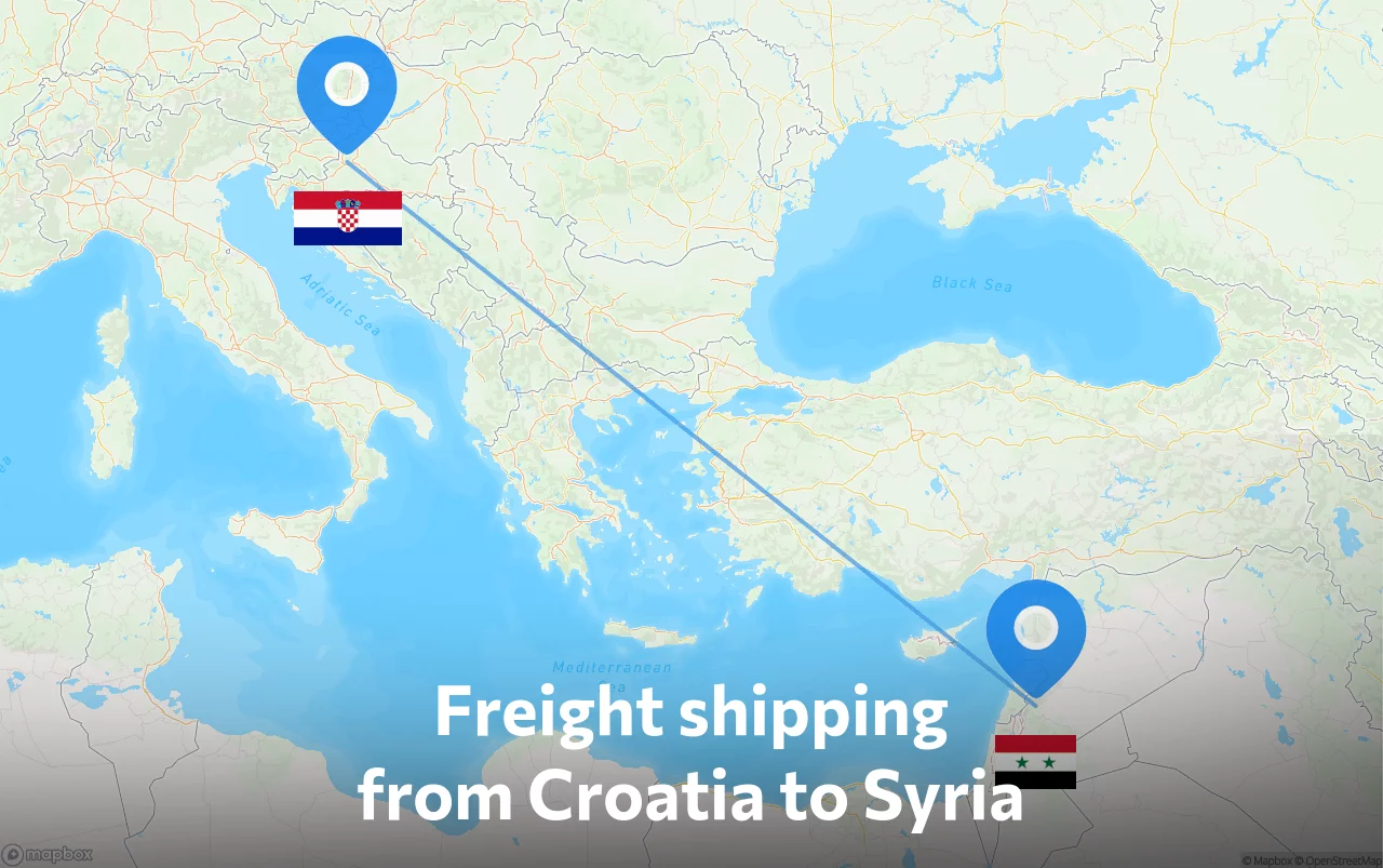 Shipping route from Croatia to Syria