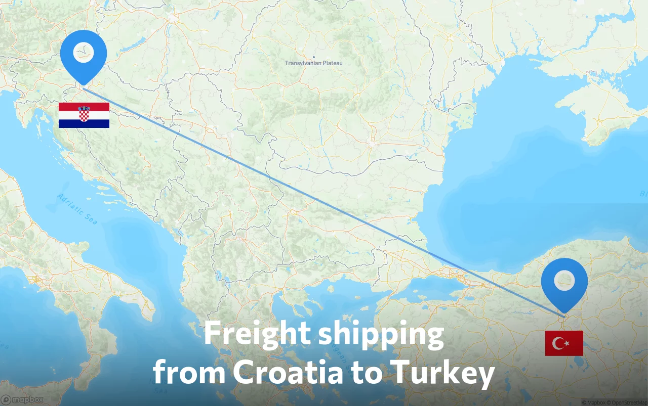 Shipping route from Croatia to Turkey