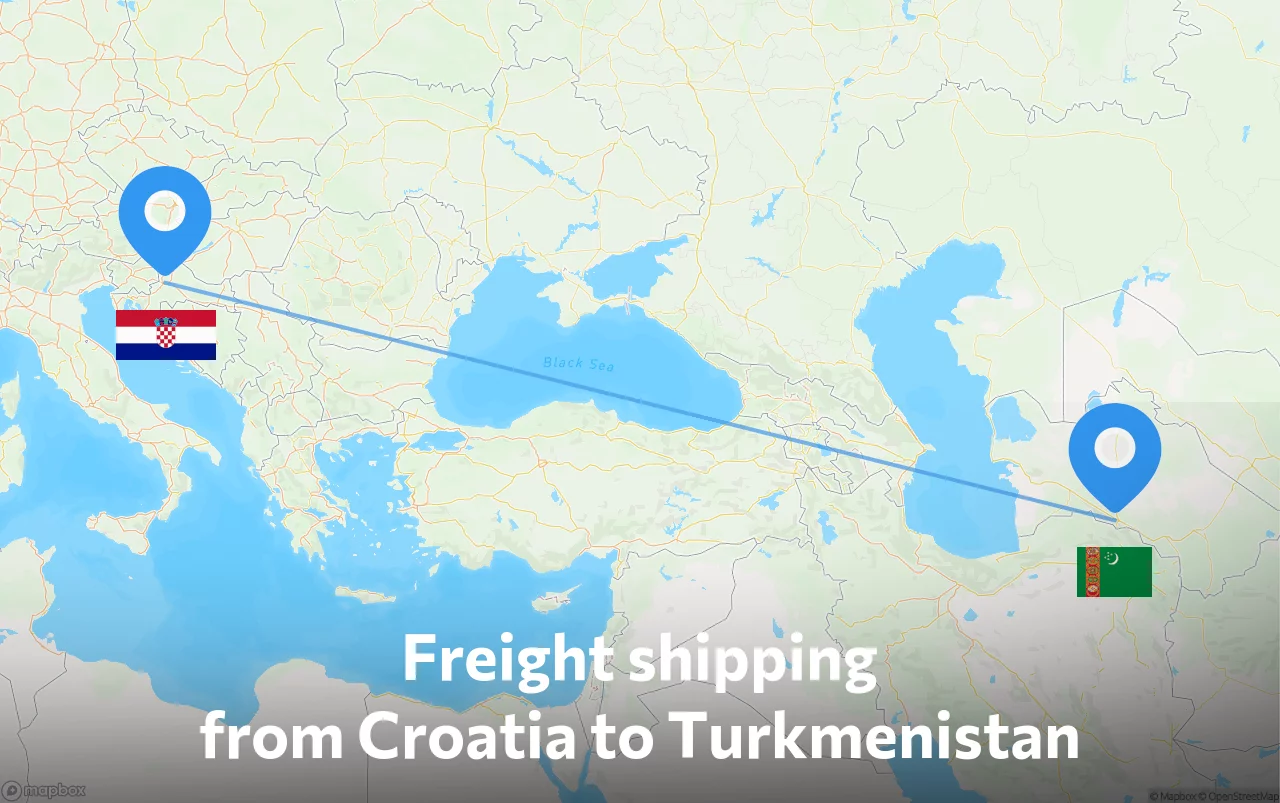 Shipping route from Croatia to Turkmenistan