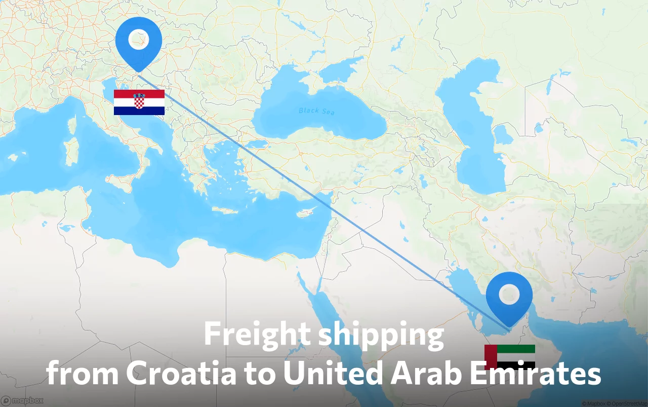 Shipping route from Croatia to United Arab Emirates