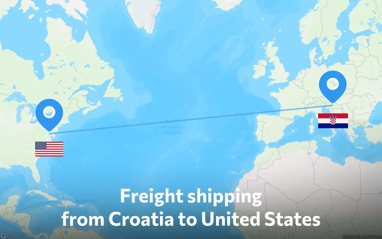 Shipping route from Croatia to United States