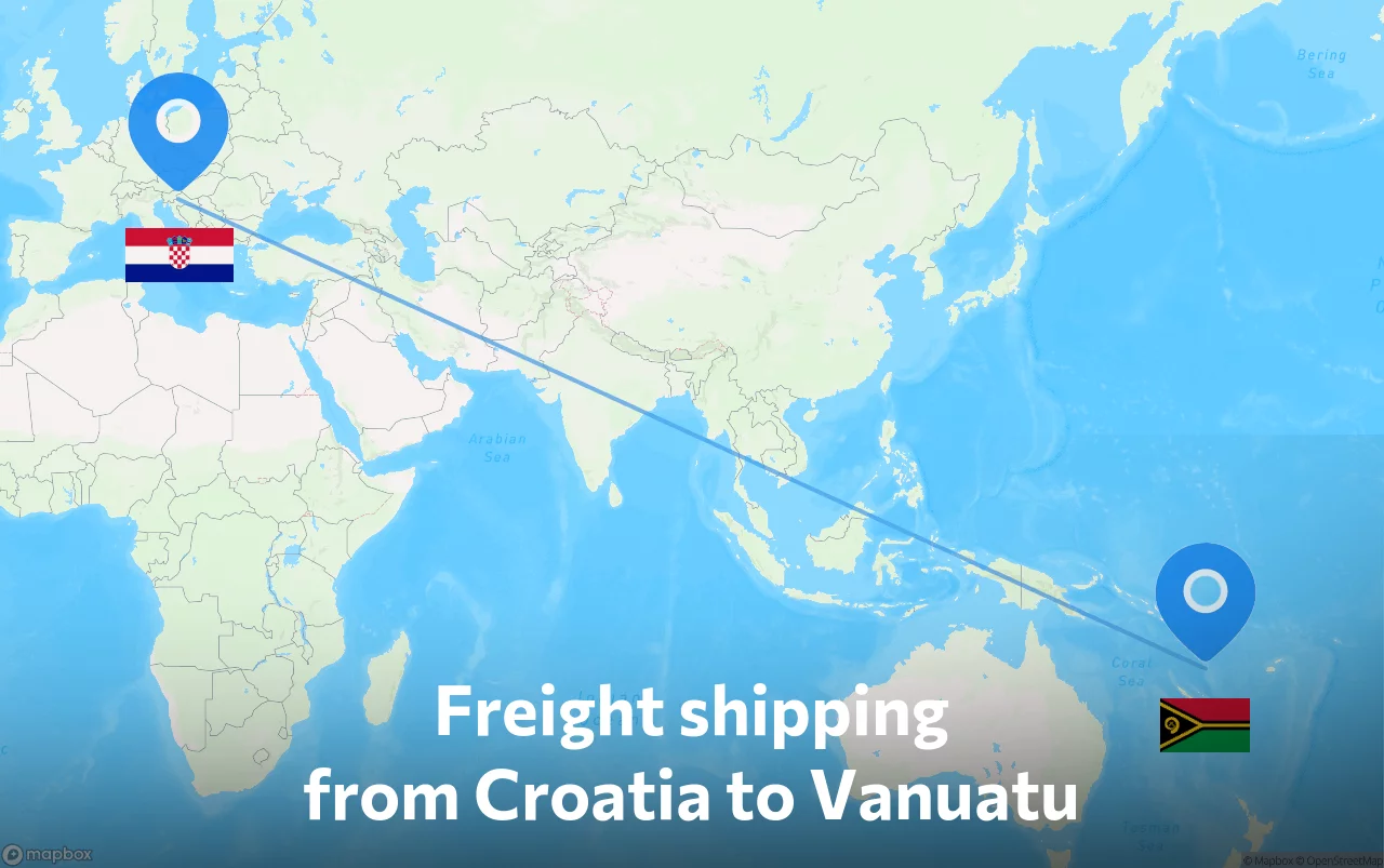 Shipping route from Croatia to Vanuatu