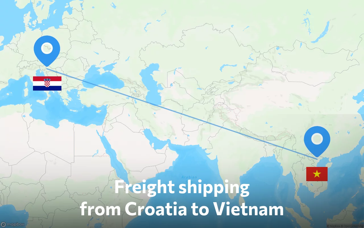 Shipping route from Croatia to Vietnam