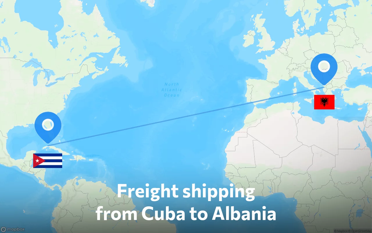 Shipping route from Cuba to Albania