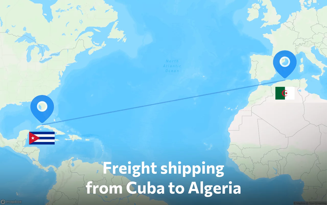 Shipping route from Cuba to Algeria
