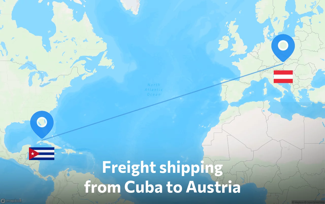 Shipping route from Cuba to Austria