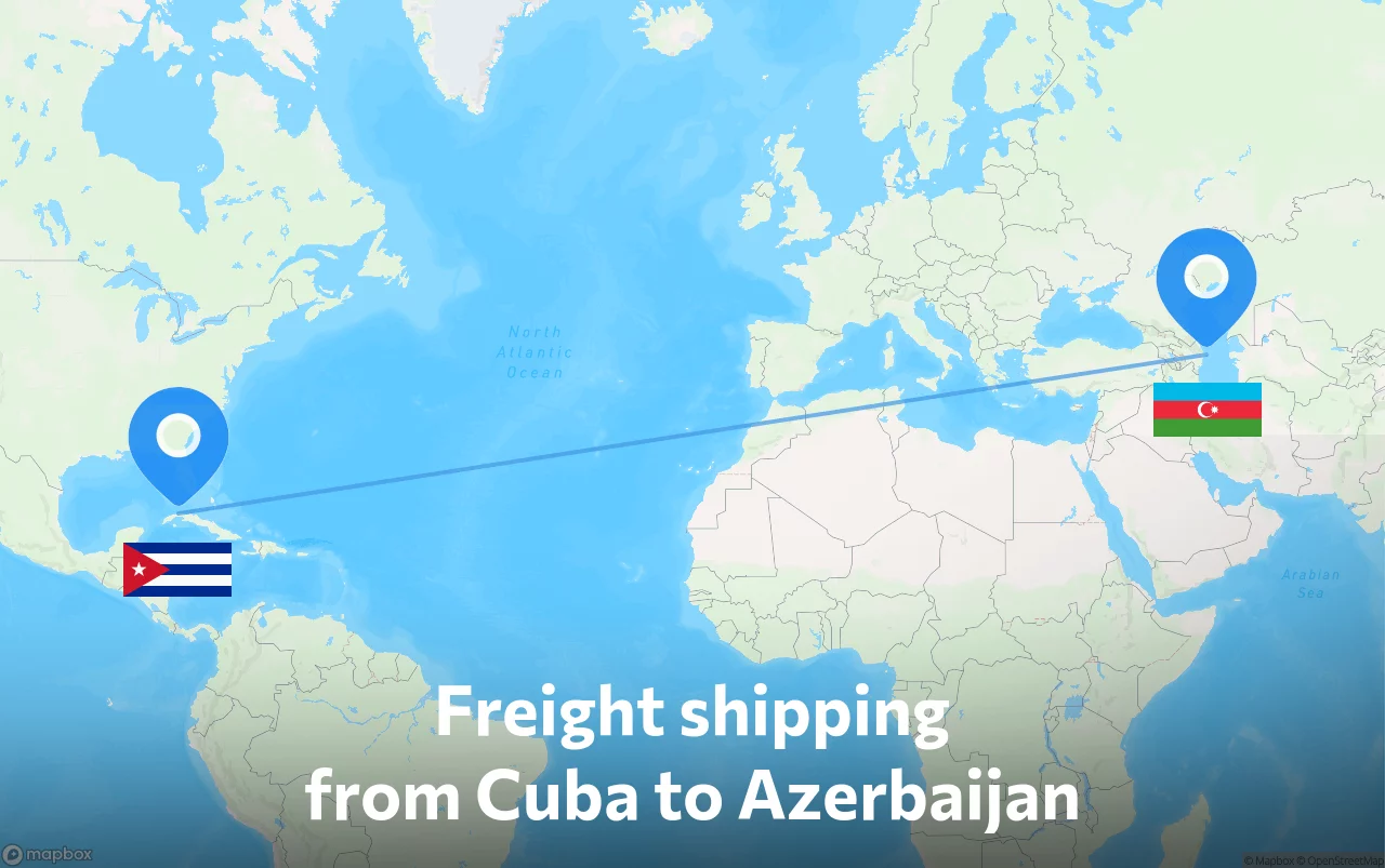 Shipping route from Cuba to Azerbaijan