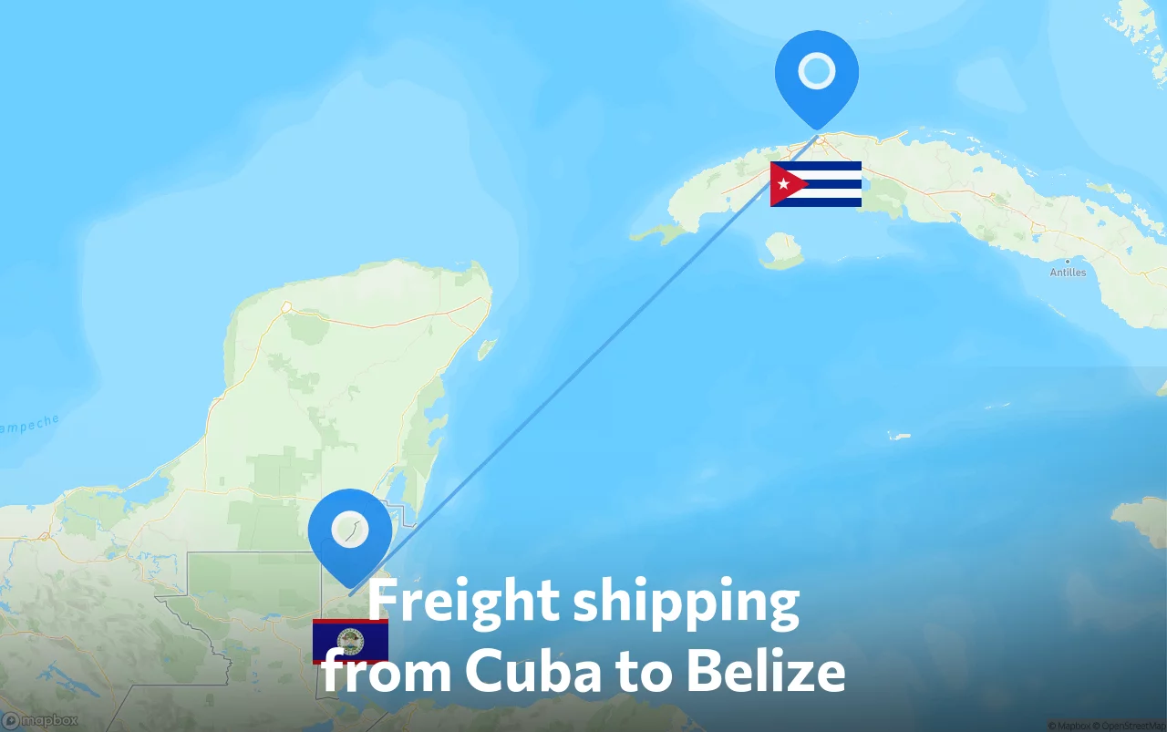 Shipping route from Cuba to Belize