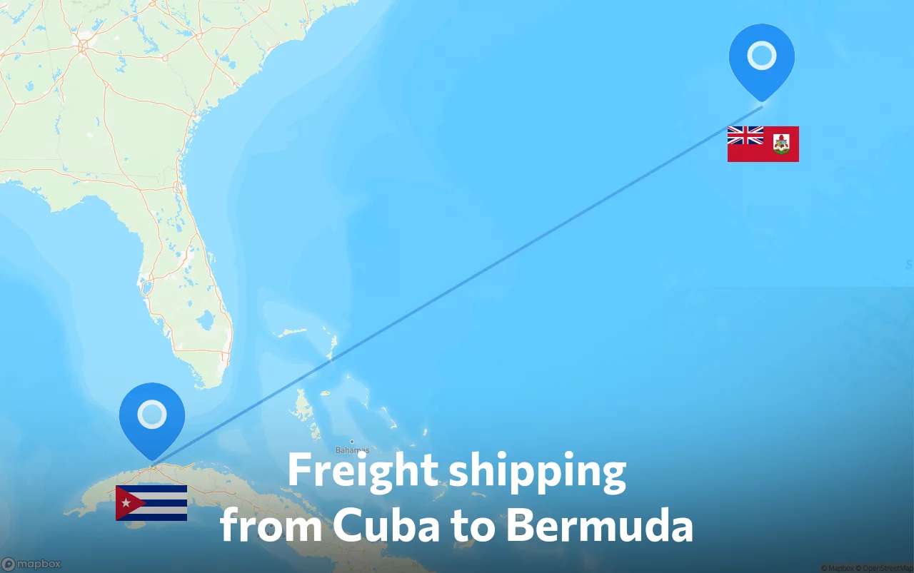 Shipping route from Cuba to Bermuda