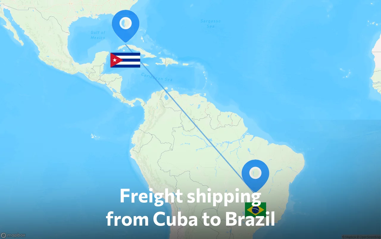 Shipping route from Cuba to Brazil