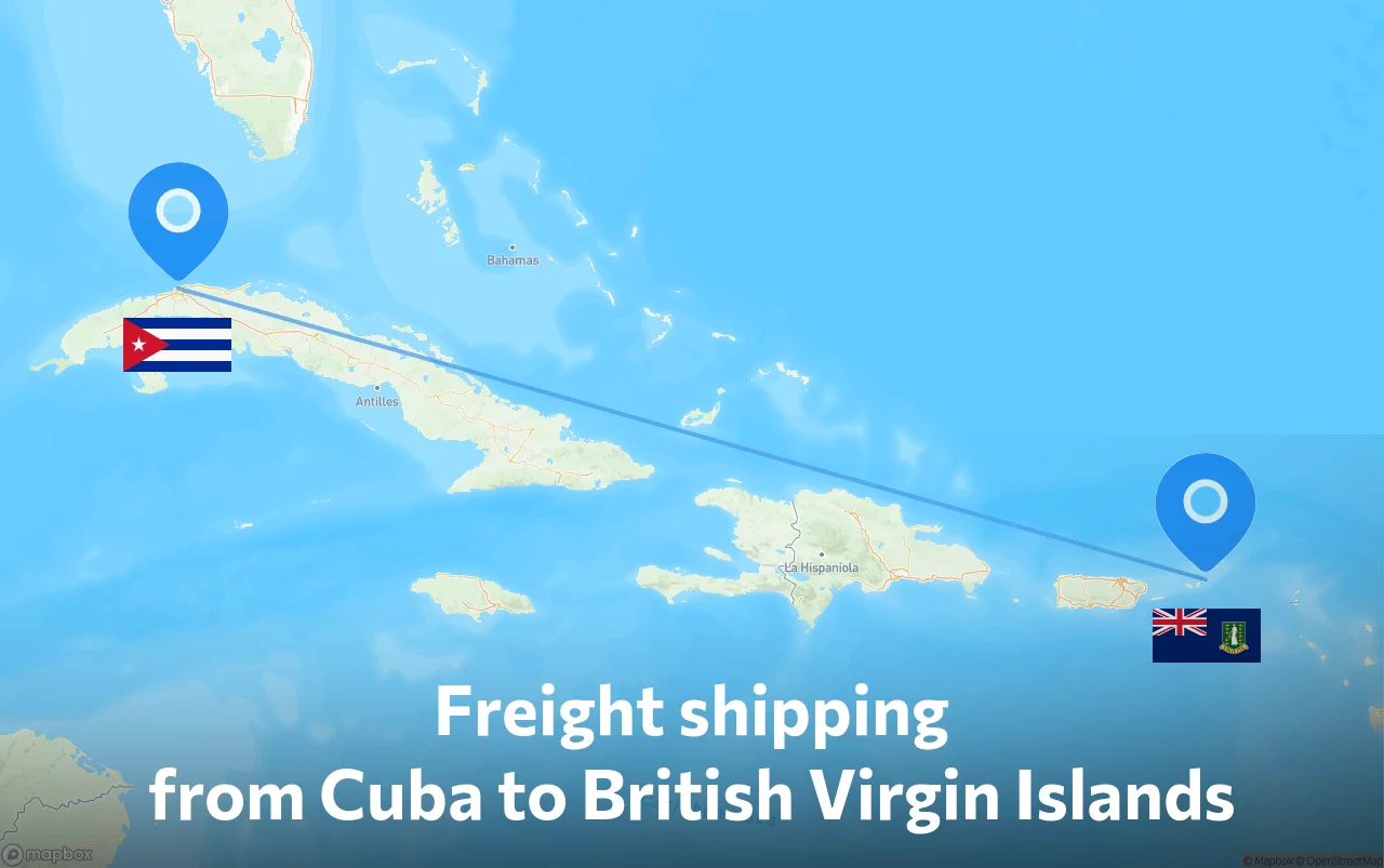 Shipping route from Cuba to British Virgin Islands