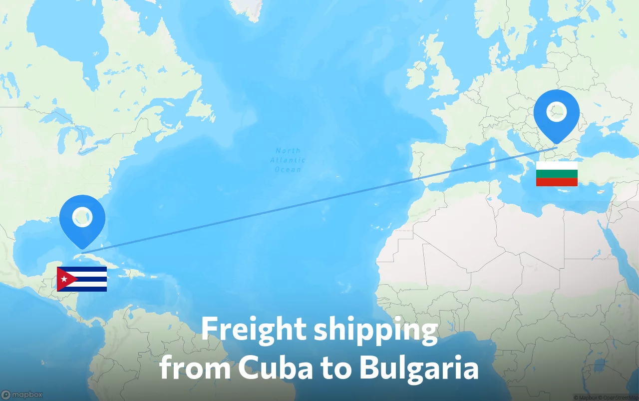 Shipping route from Cuba to Bulgaria