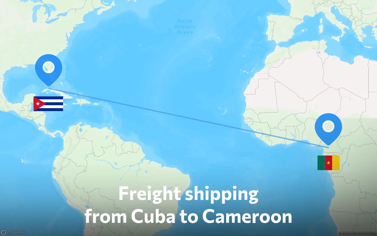 Shipping route from Cuba to Cameroon