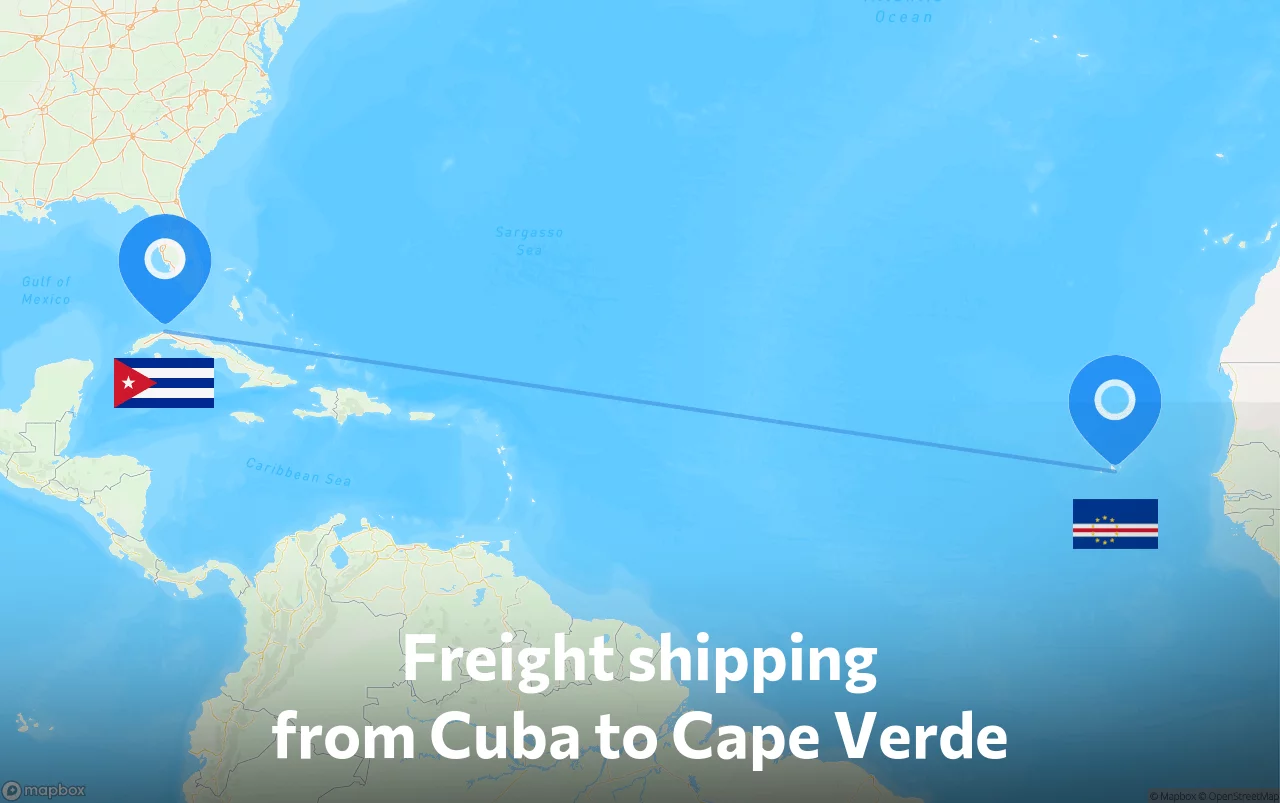 Shipping route from Cuba to Cape Verde
