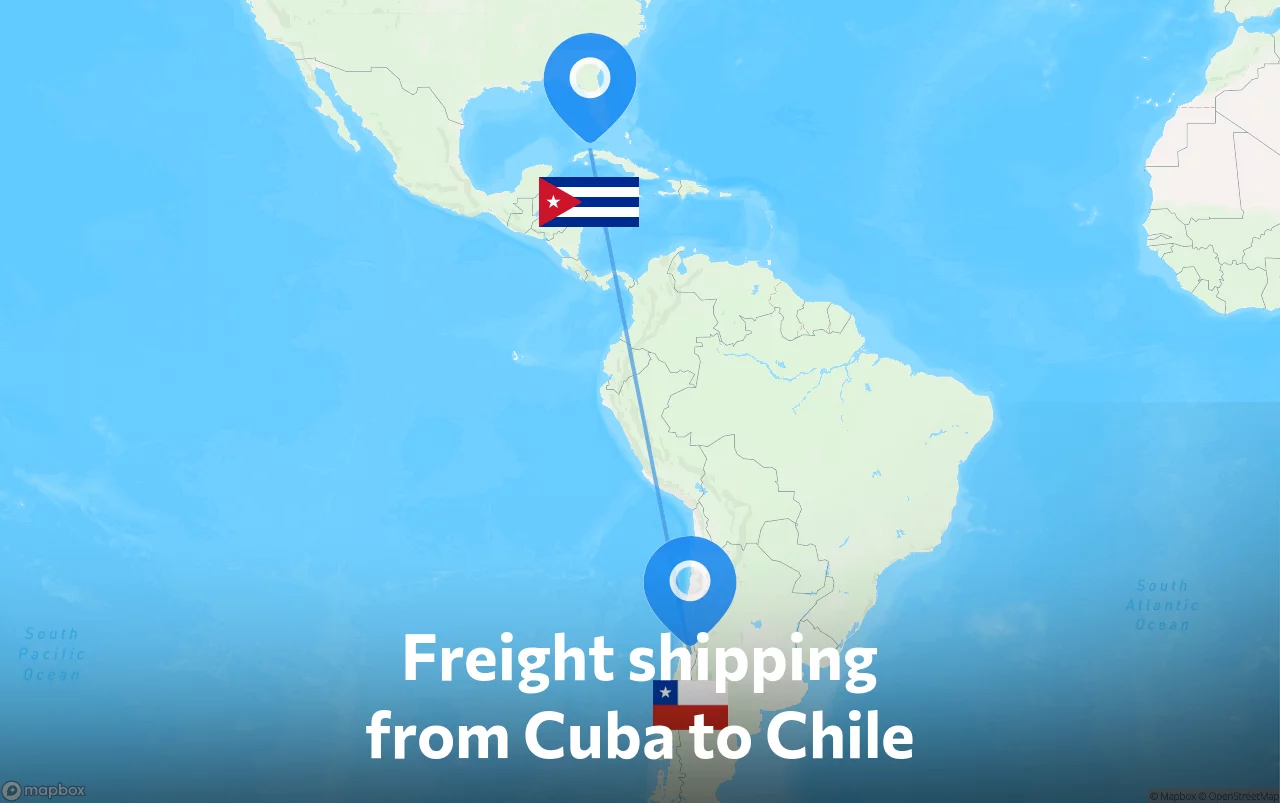 Shipping route from Cuba to Chile