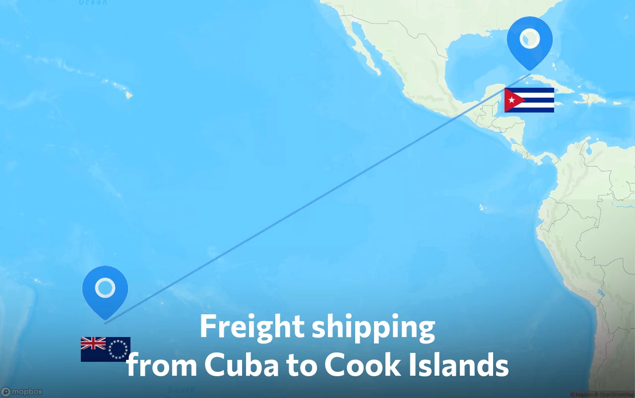 Shipping route from Cuba to Cook Islands