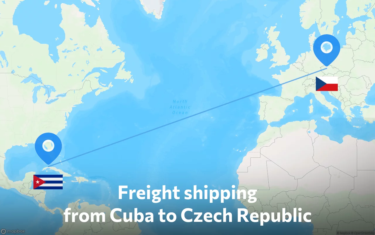Shipping route from Cuba to Czech Republic
