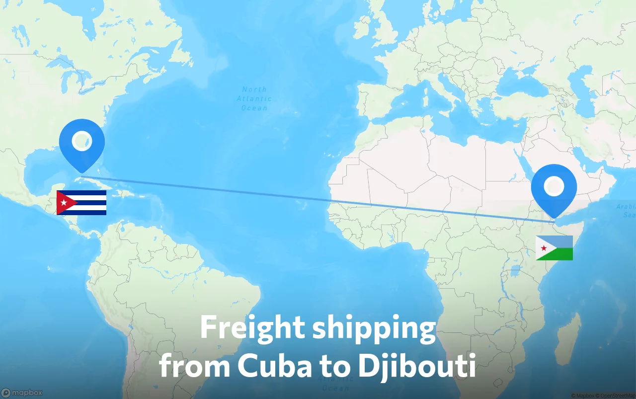 Shipping route from Cuba to Djibouti