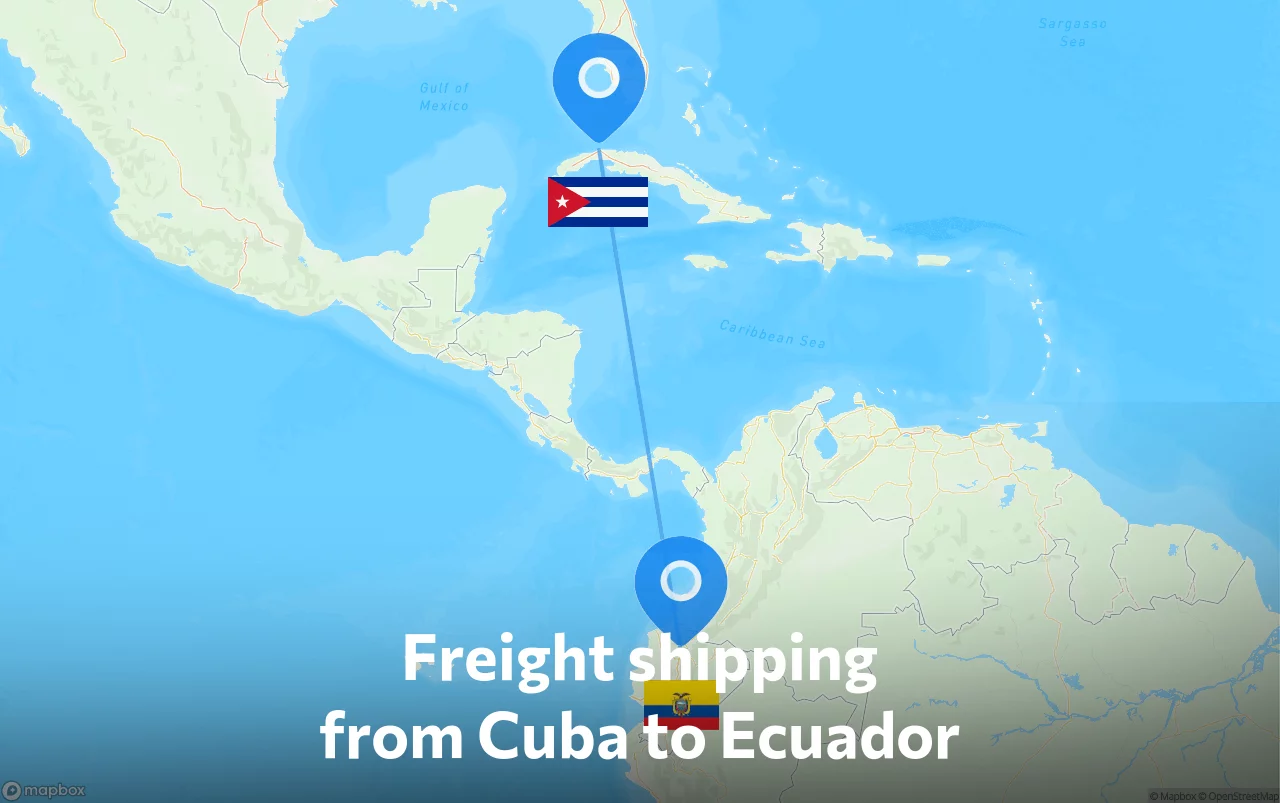 Shipping route from Cuba to Ecuador