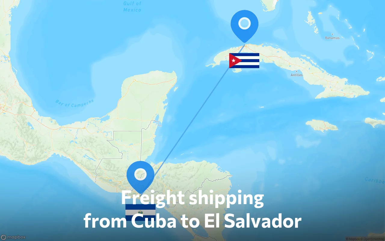 Shipping route from Cuba to El Salvador