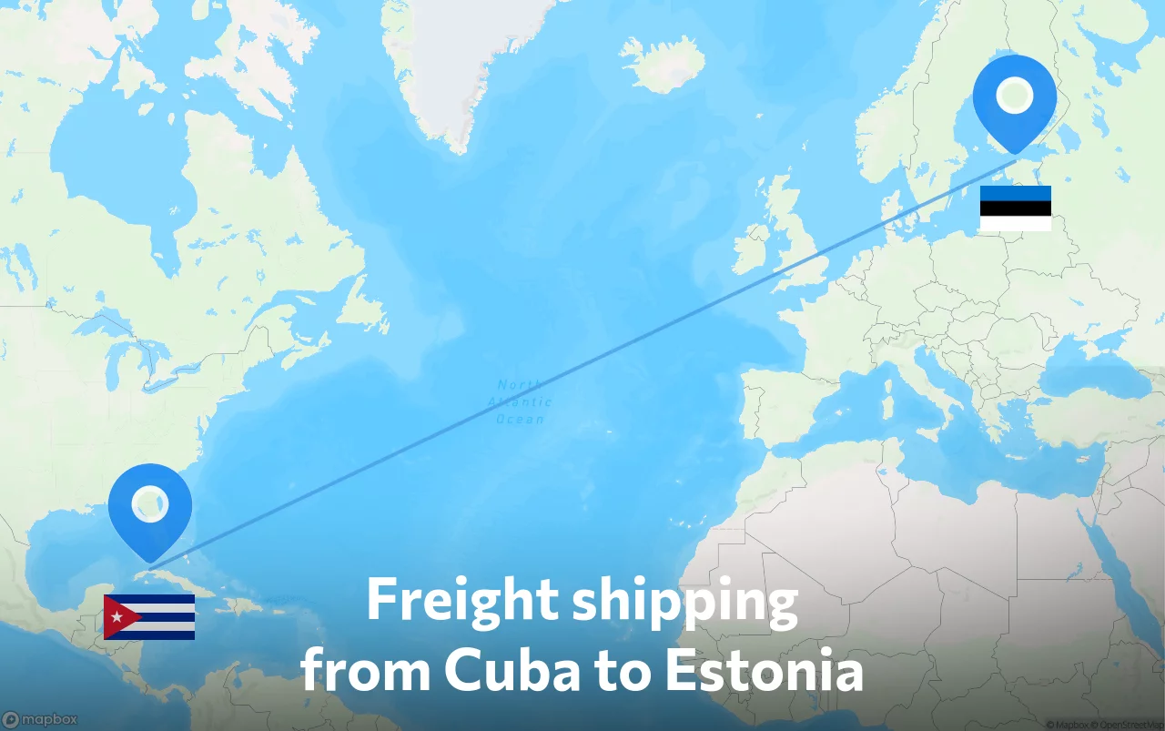 Shipping route from Cuba to Estonia