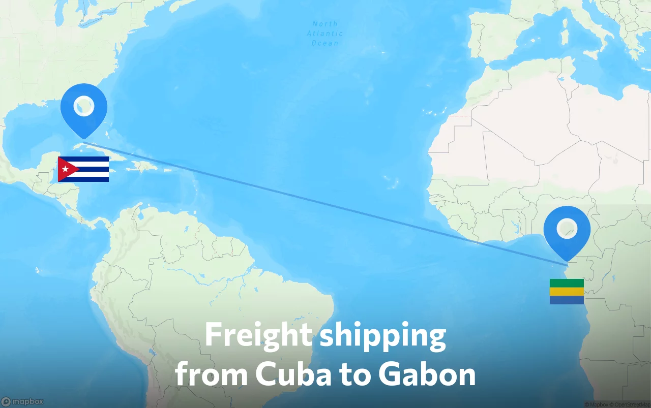 Shipping route from Cuba to Gabon