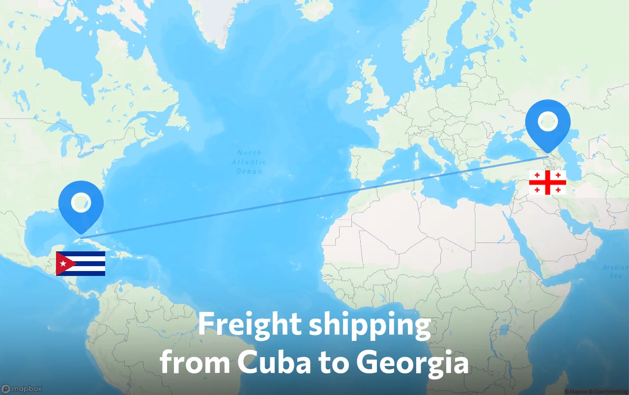 Shipping route from Cuba to Georgia