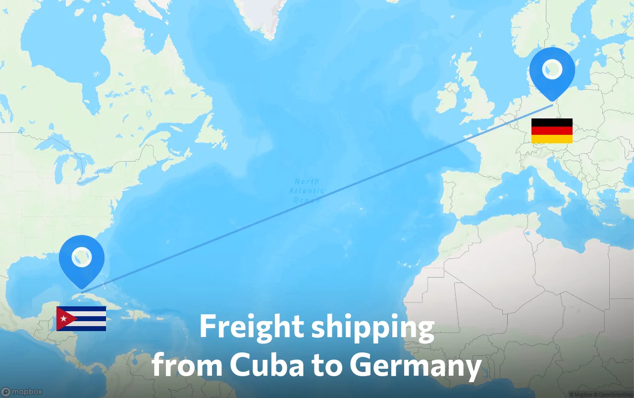 Shipping route from Cuba to Germany