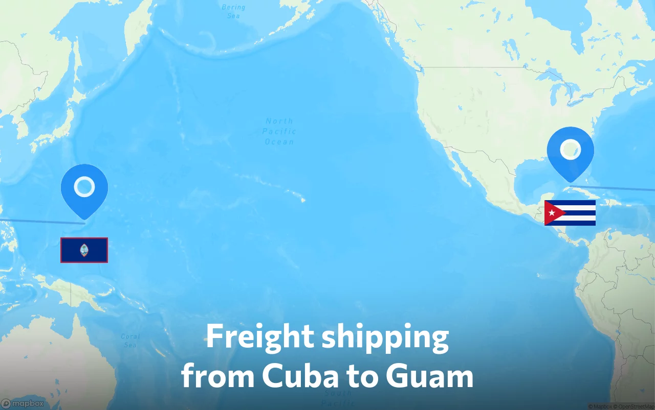 Shipping route from Cuba to Guam