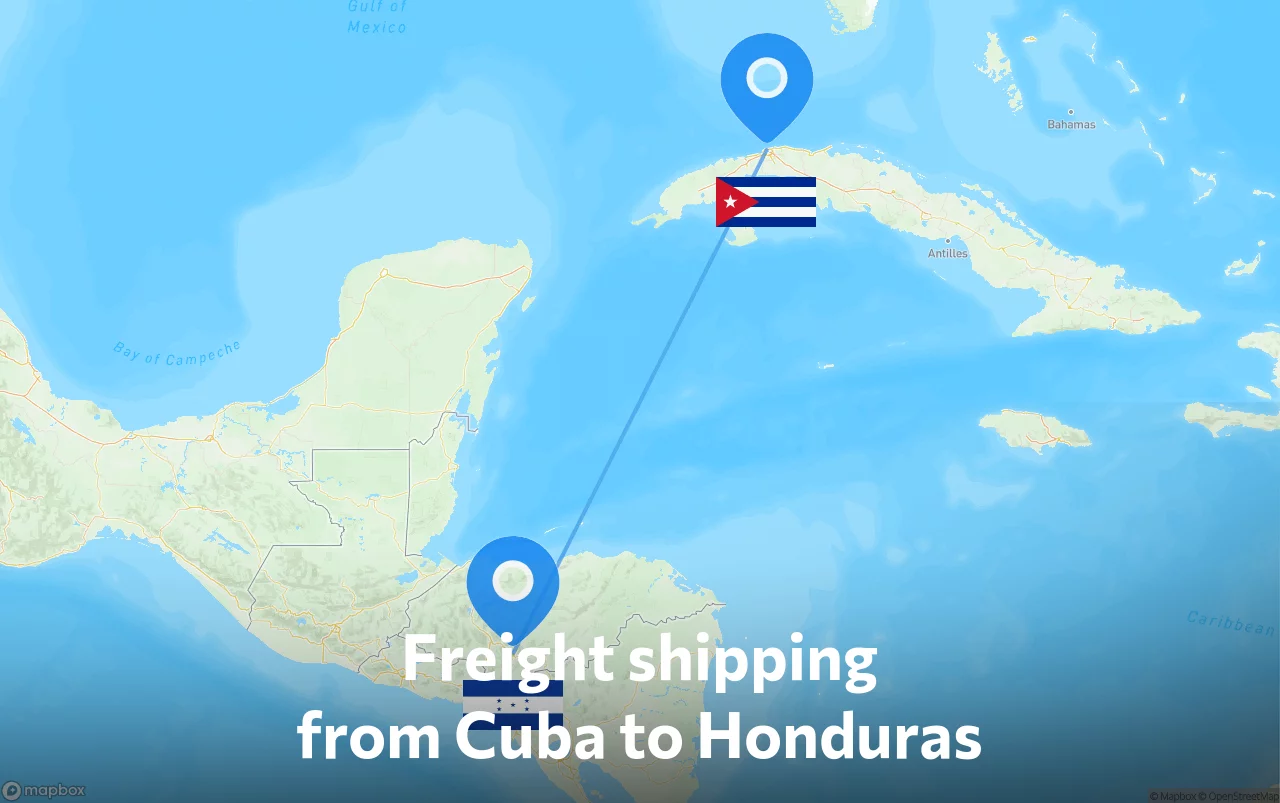 Shipping route from Cuba to Honduras