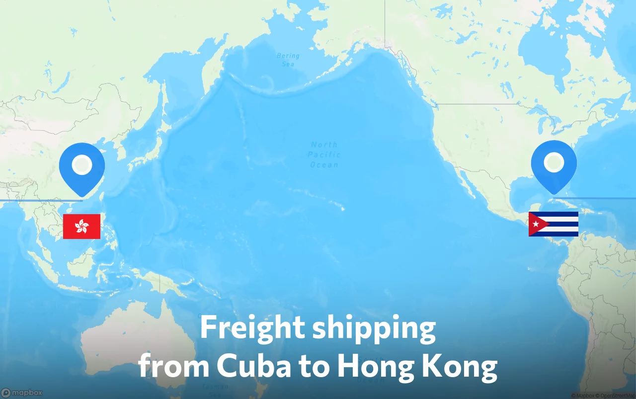 Shipping route from Cuba to Hong Kong