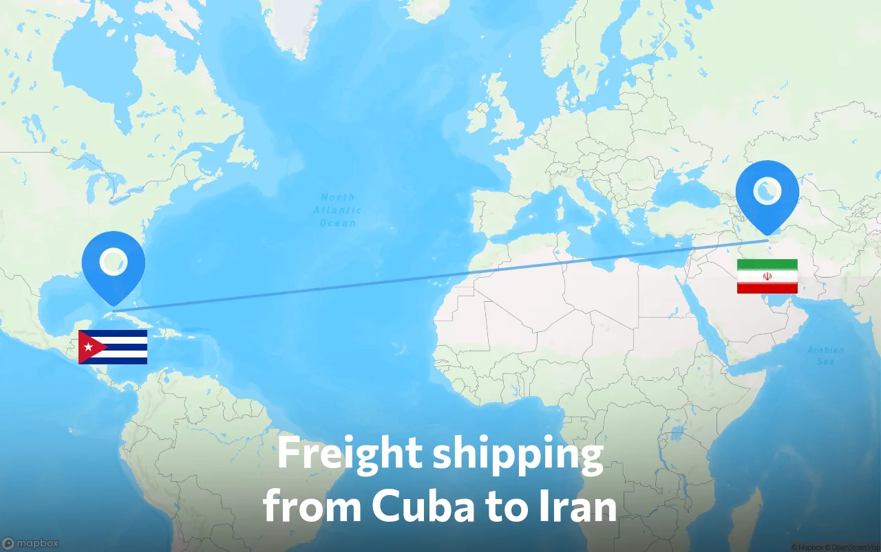 Shipping route from Cuba to Iran