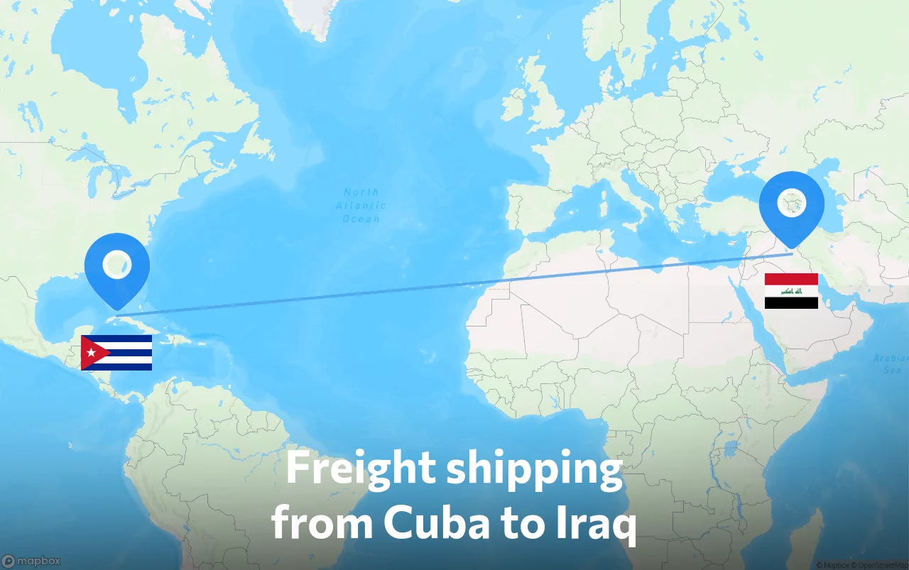 Shipping route from Cuba to Iraq