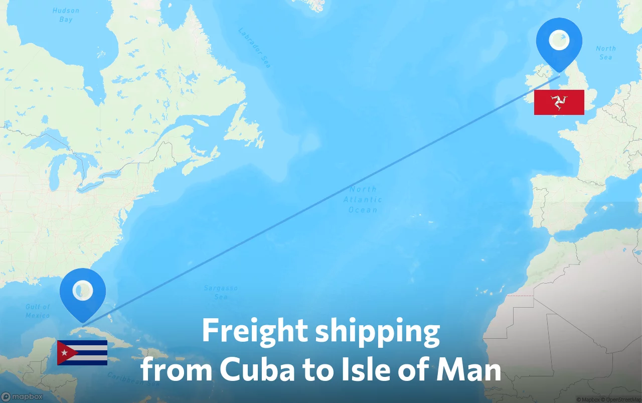 Shipping route from Cuba to Isle of Man