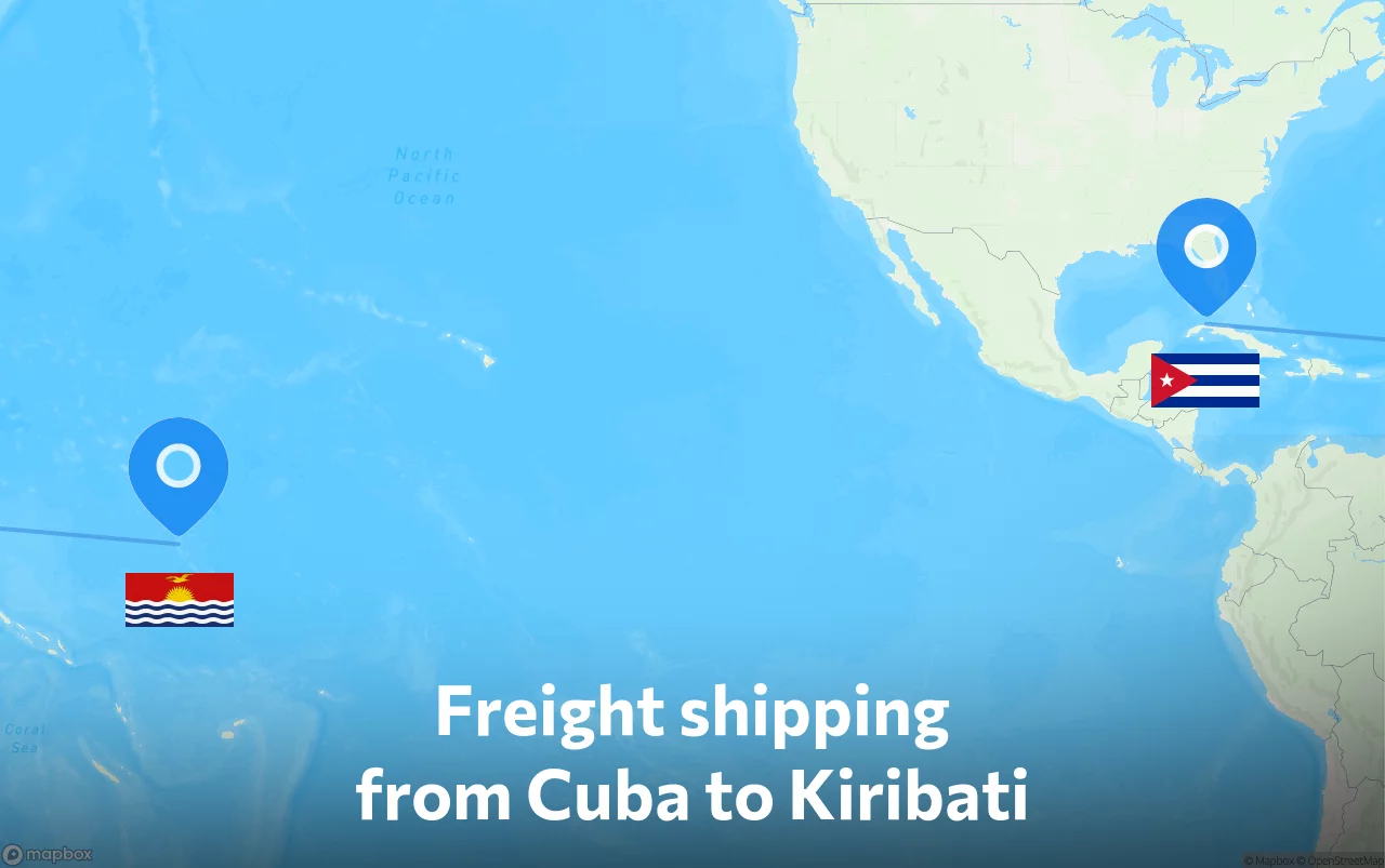 Shipping route from Cuba to Kiribati
