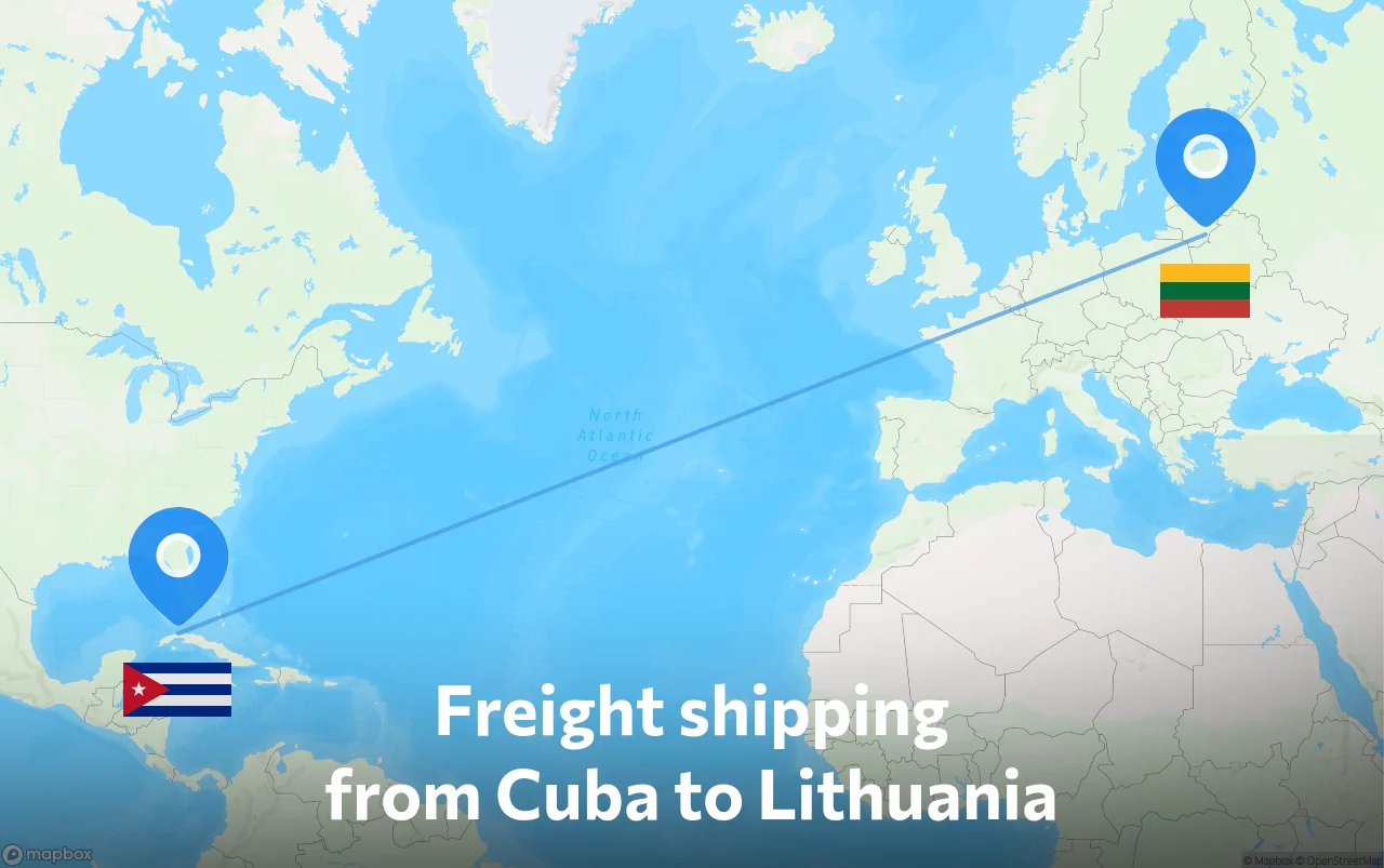 Shipping route from Cuba to Lithuania