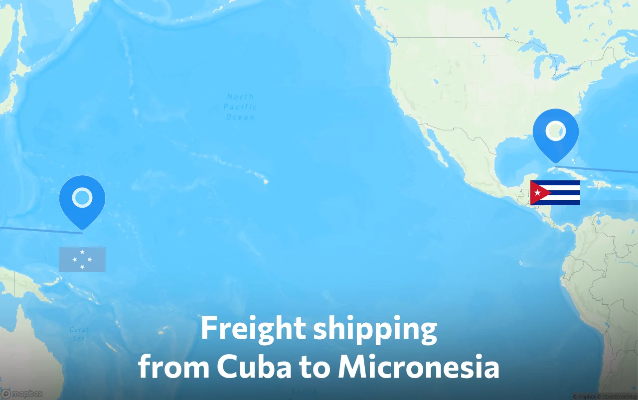 Shipping route from Cuba to Micronesia