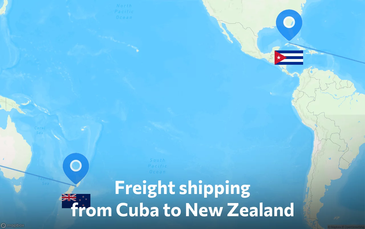 Shipping route from Cuba to New Zealand