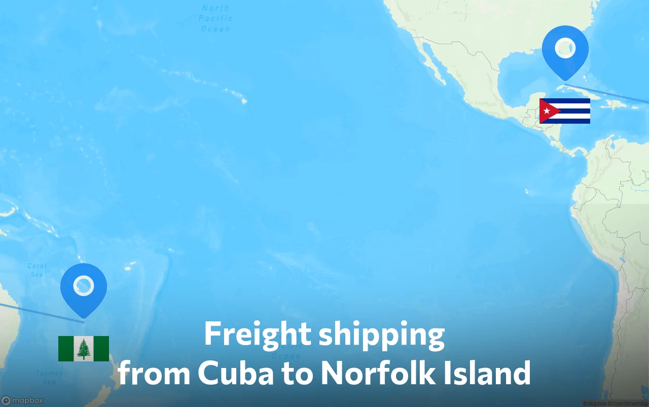 Shipping route from Cuba to Norfolk Island